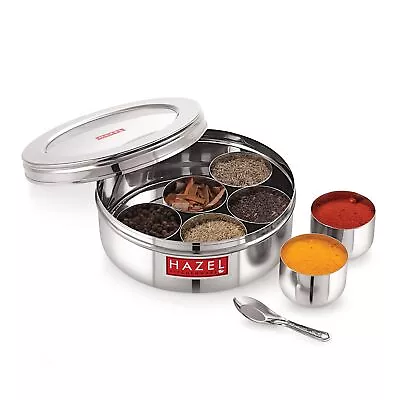 Stainless Steel Airtight Indian Spice Box | Top See Through Transparent Conta... • $32.88