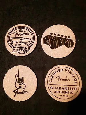 4 Fender Custom Drink Coasters Engraved Natural Cork Coasters • $10