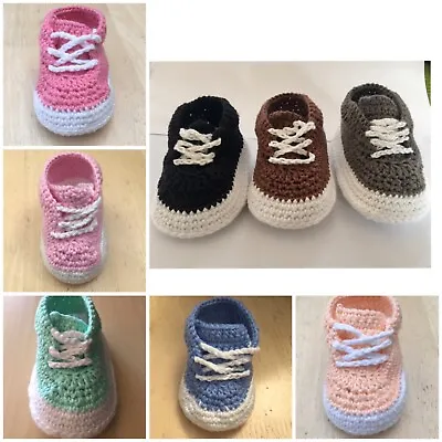 £5.54 • Buy New Handmade Crochet 100% Cotton Baby Boy And Girl Sport Shoes Socks 0-9Months