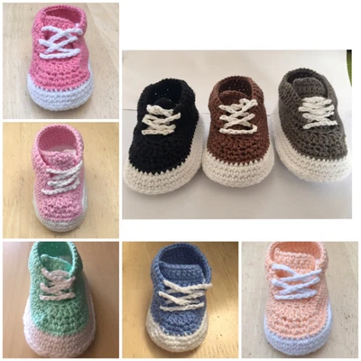 £5.54 • Buy New Handmade Crochet 100% Cotton Baby Boy And Girl Sport Shoes Socks 0-9Months