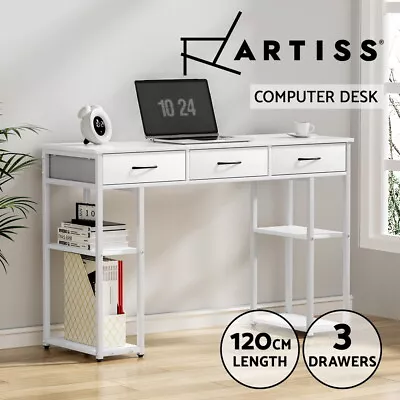 Artiss Computer Desk Drawer Shelves Home Office Study Table 120CM White • $119.95