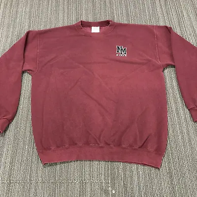 Vintage New Mexico Sweatshirt Mens Large Maroon Long Sleeve Pullover USA Made • $21.89