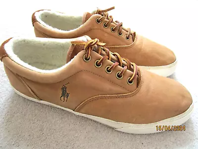 Men's Size 9 RALPH LAUREN POLO Light Brown Leather Casual Shoes • £10