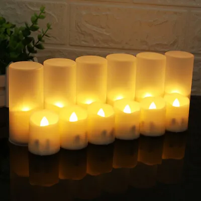 6x Flameless LED Candle Flickering Tea Light Rechargeable Timer Remote Control • $12.99