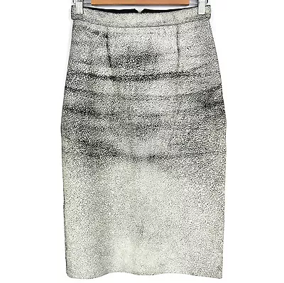 $150 • Buy Scanlan Theodore Cracked Leather Midi Pencil Skirt Size 8