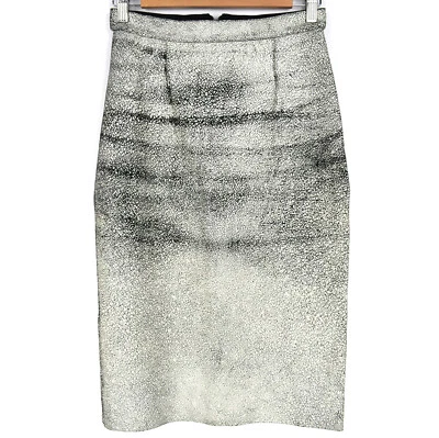 $150 • Buy Scanlan Theodore Cracked Leather Midi Pencil Skirt Size 8