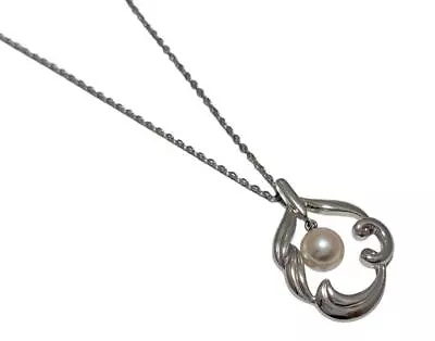 Authentic Mikimoto Necklace Silver Pendant Akoya Pearl Women • $118.40