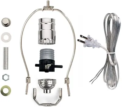 Silver Finish Make-A-Lamp Kit With All Parts & Instructions For DIY Lamp Repair • $13.99