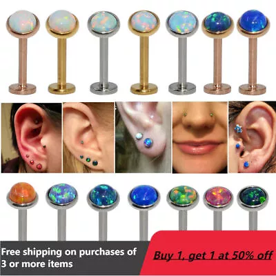 Opal Lip Studs Nose Bar Tragus Helix Cartilage Earrings Flat Back Labret Monroe • $3.79