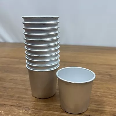 VTG MCM Kitchen Bar Aluminum Tumblers Drinking Cups Shot Glass Glasses Set Of 12 • $15.98