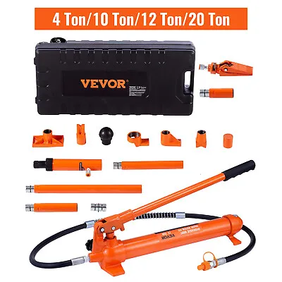 VEVOR 4/10/12/20 Ton Hydraulic Porta Power Jack Air Pump Lift Ram Body Frame Kit • $97.99