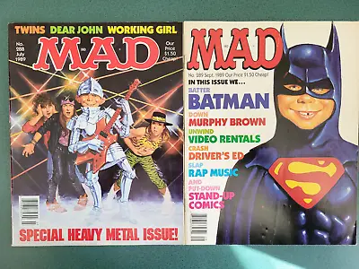 Mad Magazine Lot ~ #288 Jul 1989 & #289 Sep 1989~ Batman + Heavy Metal Covers! • $7.99