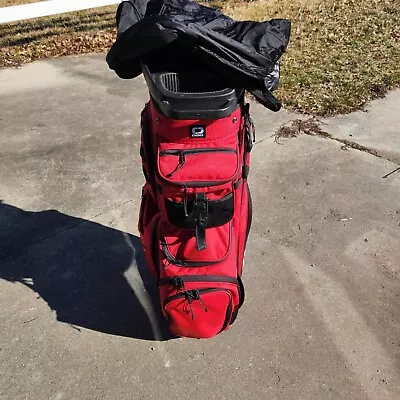 OGIO 14-Way Golf Cart Bag W/ Strap & Rain Cover- Red • $99.99