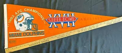 1983 Nfl Football Miami Dolphins Super Bowl Xvii Champs Felt Pennant 12x30  M3 • $19.99