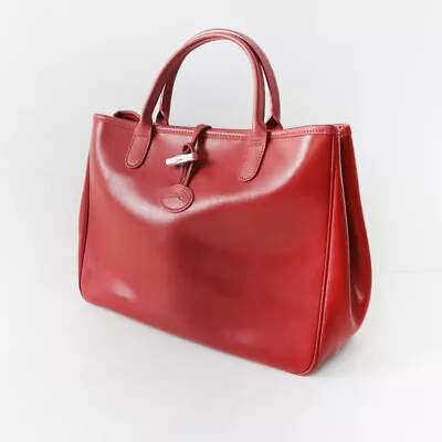 Longchamp Auth Bag Women  Roseau Leather Tote Bag/Red Bag Handbag 2400013777438 • $138.71
