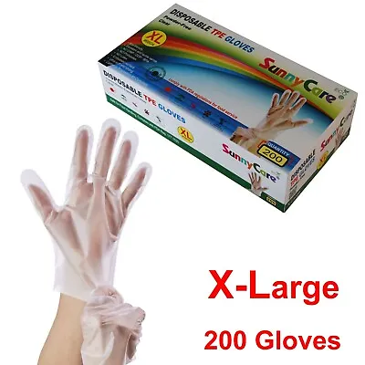 200 PCS Clear SunnyCare TPE Food Service Gloves Powder Free (Non Vinyl Latex)XL • $10