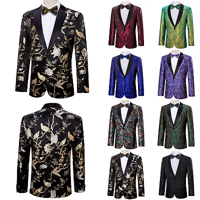 Red Black Green Paisley Floral Mens Blazer Lepal Suit One Button Jacket Tuxedo • $59.99