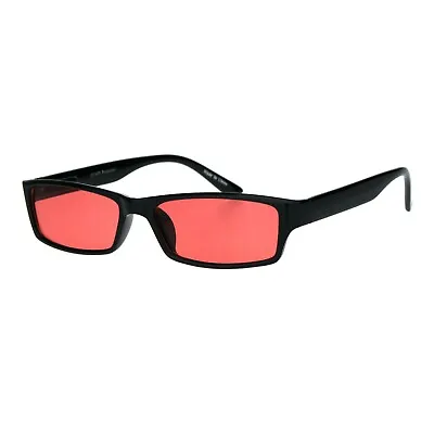 Black Rectangular Frame Sunglasses Color Lens Small Size Spring Hinge UV400 • $12.95