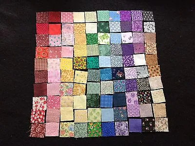 100 1-in 100% Cotton Calico Fabric Quilt Squares - 100 Different - Many Vintage • $5