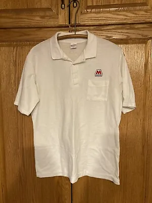 Vintage Marathon Oil Polo Uniform Shirt Large Made In The USA  • $8