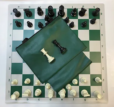 Weighted Black/White Chess Set 2lbs COMBO : GREEN Bag W/ Loop  GREEN Board • $27.95