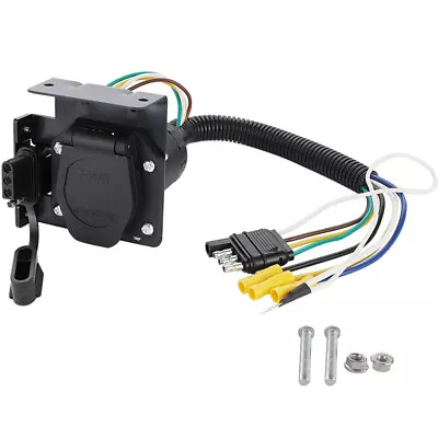 Auto 4 Pin To 7 Way Blade Trailer Wiring Adapter Connector Cable Plug Bracket • $34.39