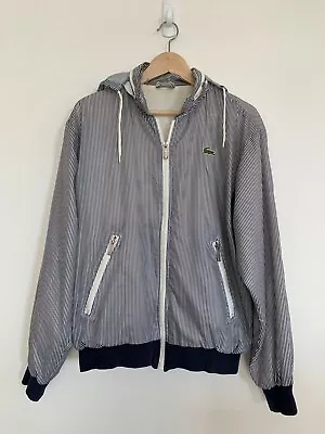 Vintage 80s Lacoste Chemise Original Striped Zip Up Hoodie Rain Jacket  • $99.99