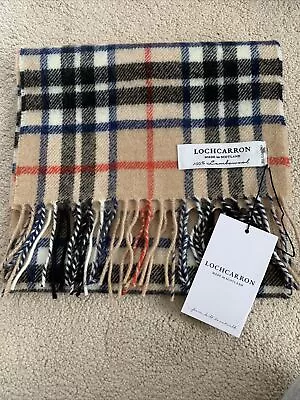 Locharron Of Scotland Scarf Camel Thompson Tartan Check Lambswool Warm 100% Wool • £28