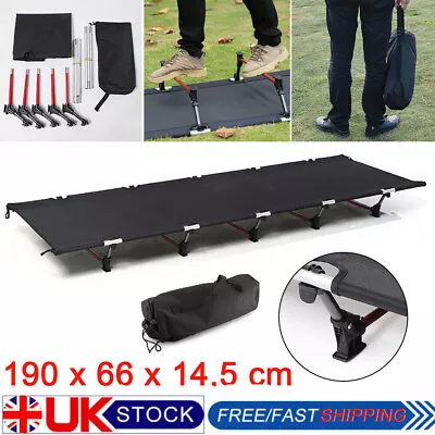 Foldable Camping Bed Outdoor Portable Military Cot W/ Carry Bag Hiking Travel UK • £38.89