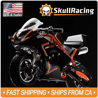 SkullRacing Gas Powered Mini Pocket Bike Motorcycle 50RR (Orange) • $399