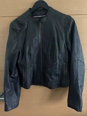 Marks And Spencer Leather Jacket Women’s Size 12 Chocolate Brown • £19.99