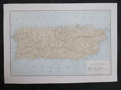 1899 Puerto Rico Map Print - SEE MY OTHER PUERTO RICO LITHOGRAPH MAPS - FRAME IT • $21.28