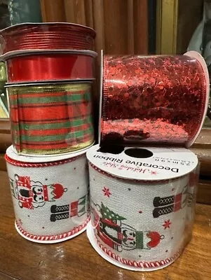 6) Old East Main Co. RED GREEN Nutcracker Decorative Ribbon • $14.75