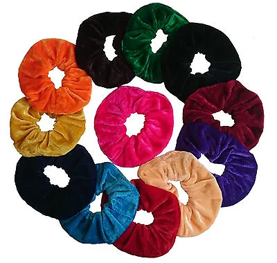 Large SET Of 12 Velvet Hair Scrunchies Elastic Scrunchy Hair Bobbles • £3.99