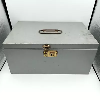 Vintage Metal Storage Box HEAVY Home Office Industrial Cash Document LOCK NO KEY • $28.99