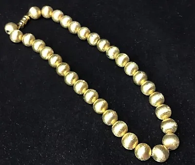 Vintage Les Bernard Atomic Mid-Century Brutalist Textured Gold Tone Necklace • $55