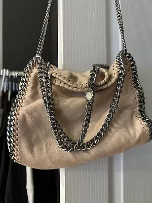 Stella McCartney Falabella Tiny Chain Trim Tote Crossbody-tan Suede • $66