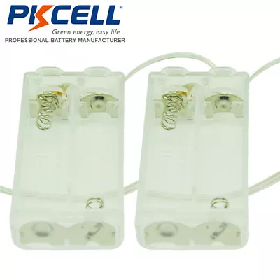 2pcs 2-AA Double A Battery Holder Case Box With Wire Leads & Cover & Switch • $5.90