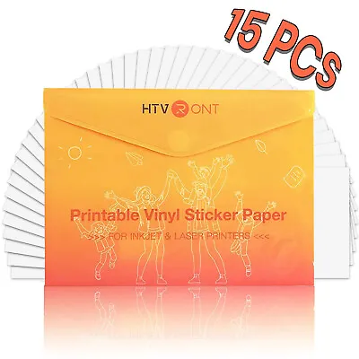 15 Sheets Glossy Printable Vinyl Sticker Paper Labels For Inkjet & Laser Printer • £8.99