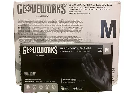 GLOVEWORKS Black Vinyl Gloves Case Of 1000 Size MEDIUM Latex Free • $25