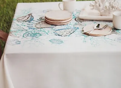 £28.83 • Buy Printed Textured Fabric Tablecloth,52 X70 ,Oblong, NAUTICAL,SEALIFE,OCEANSIDE,BM