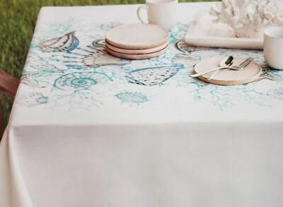 £28.83 • Buy Printed Textured Fabric Tablecloth,52 X70 ,Oblong, NAUTICAL,SEALIFE,OCEANSIDE,BM