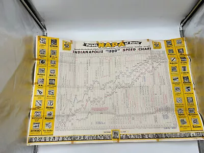 Vintage Indianapolis 500 Speed Chart Poster 1962 Napa Auto Parts 42  X 28  • $74.95