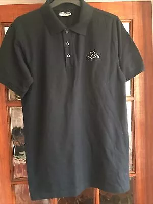 Kappa Mens Black Polo Shirt Short Sleeve Top Size Small Collared Length 28 Inch • £2.99