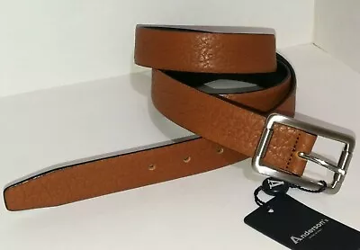 £59.99 • Buy ANDERSONS COGNAC BROWN NAVY BLUE ITALIAN LEATHER REVERSIBLE MENS BELT 110cm 43  