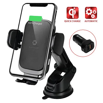 15W Qi Fast Charging Car Wireless Charger Phone Holder Auto Clamp Cup Holder • $14.99