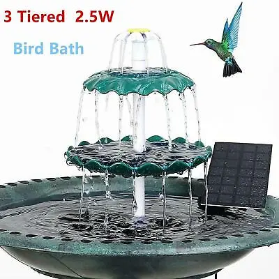£36.49 • Buy Solar Pump Bird Bath Garden Decor Outdoor Feeder Pedestal Fountain Yard Birdbath