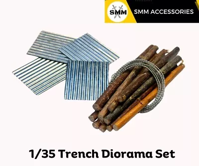 1/35 Scale Wooden Logs Barbed Wire & Corrugated Iron Trench Diorama Accessories • £9.87