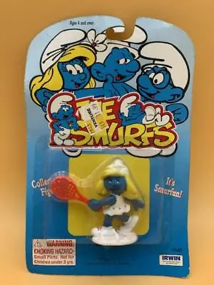 Smurfs 20135 Tennis Smurfette Smurf Figure On Card Vtg Schleich PVC Figurine • $28.97