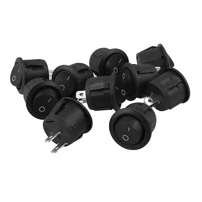 10 Pcs 2 Pin On/Off (SPST) Round Rocker Switch AC 10A/125V，6A/250V Black • $4.99